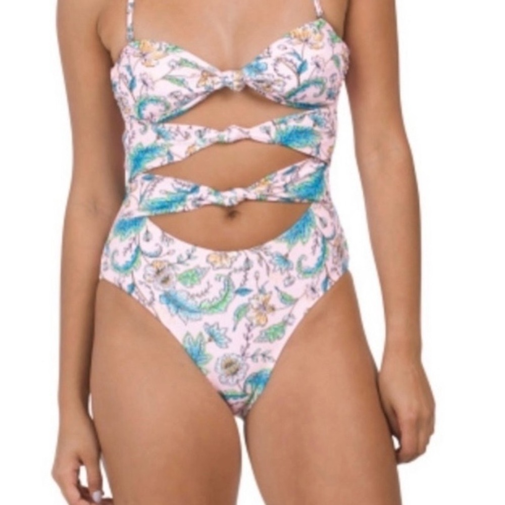 NWOT Anthropologie Kikirio Lava Lamp Cutout One Piece Tropical Swimsuit SZ M